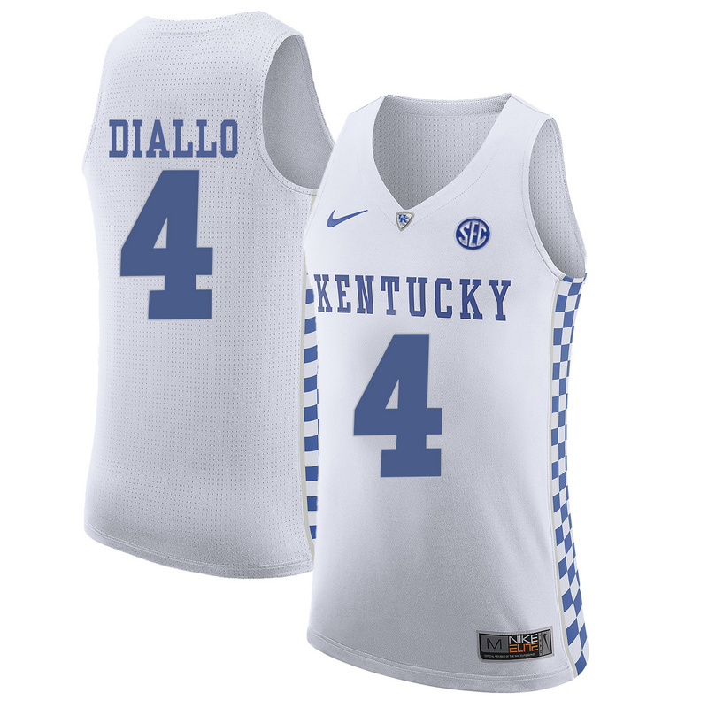 NCAA Basketball Kentucky Wildcats #4 Diallo College White Jersey