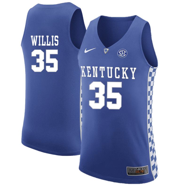 NCAA Basketball Kentucky Wildcats #35 Willis College Blue Jersey