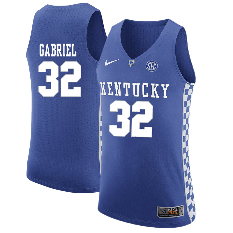 NCAA Basketball Kentucky Wildcats #32 Gabriel College Blue Jersey