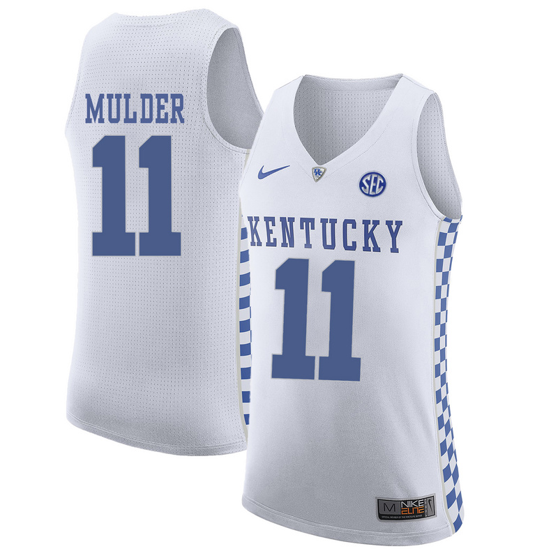 NCAA Basketball Kentucky Wildcats #11 Mulder College White Jersey