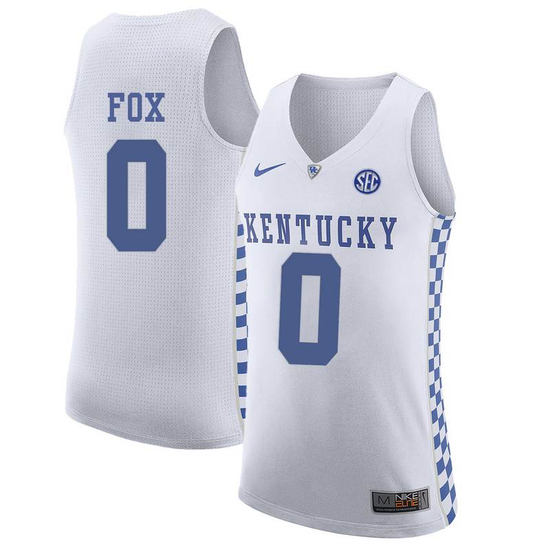 NCAA Basketball Kentucky Wildcats #0 Fox College White Jersey