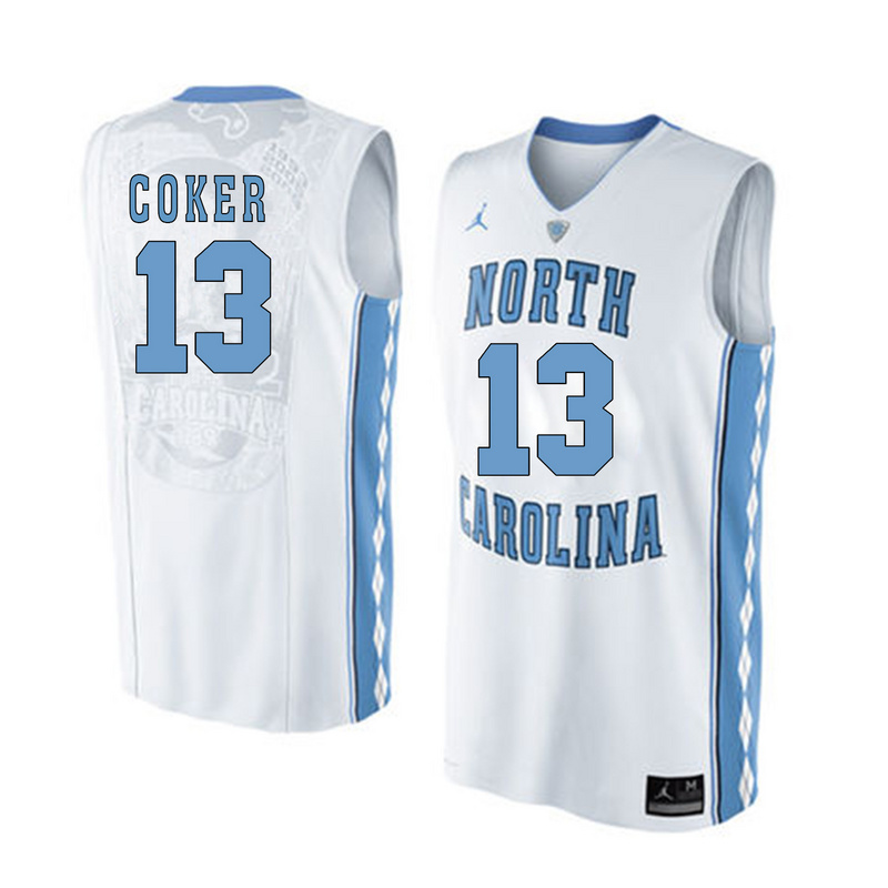 NCAA Basketball North Carolina #13 Coker White College Jersey