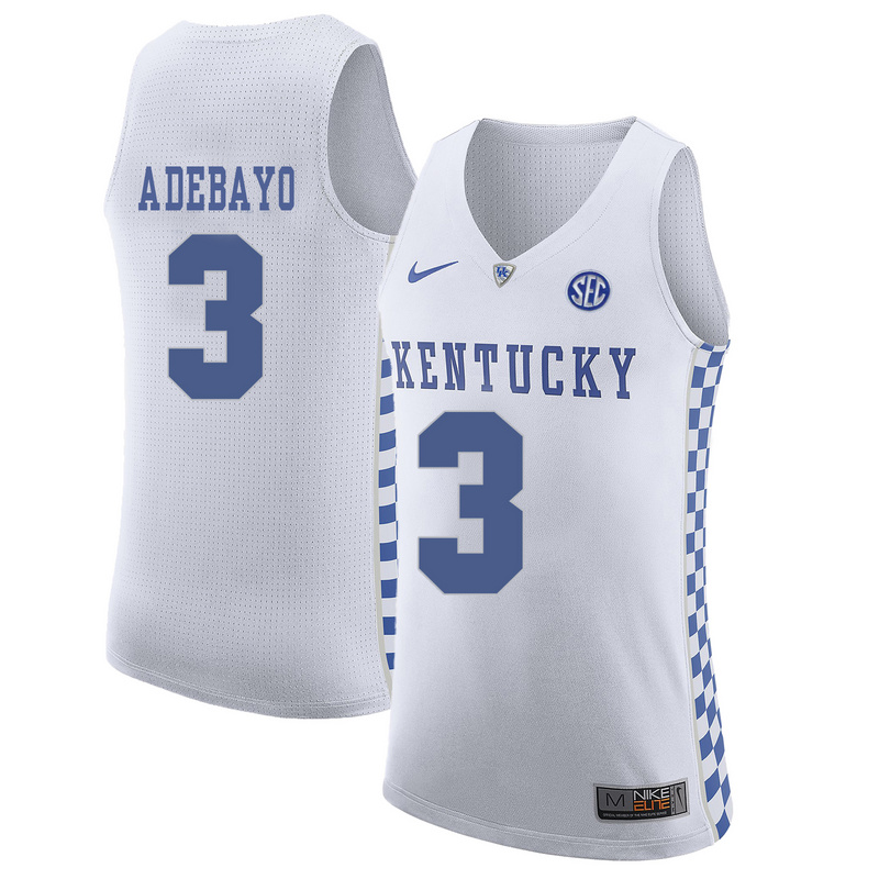 NCAA Basketball Kentucky Wildcats #3 Adebayo College White Jersey