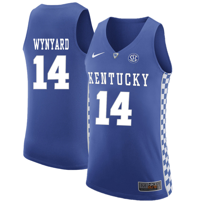 NCAA Basketball Kentucky Wildcats #14 Wynyard College Blue Jersey