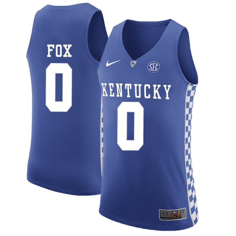 NCAA Basketball Kentucky Wildcats #0 Fox College Blue Jersey