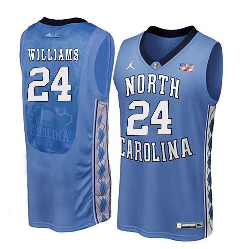 NCAA Basketball North Carolina #24 Williams Blue College Jersey