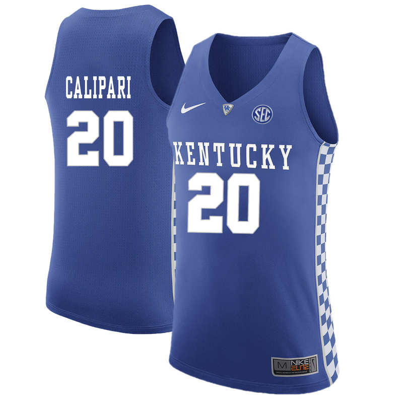 NCAA Basketball Kentucky Wildcats #20 Calipari College Blue Jersey