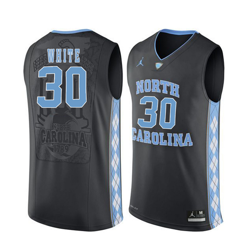 NCAA Basketball North Carolina #30 White Black College Jersey