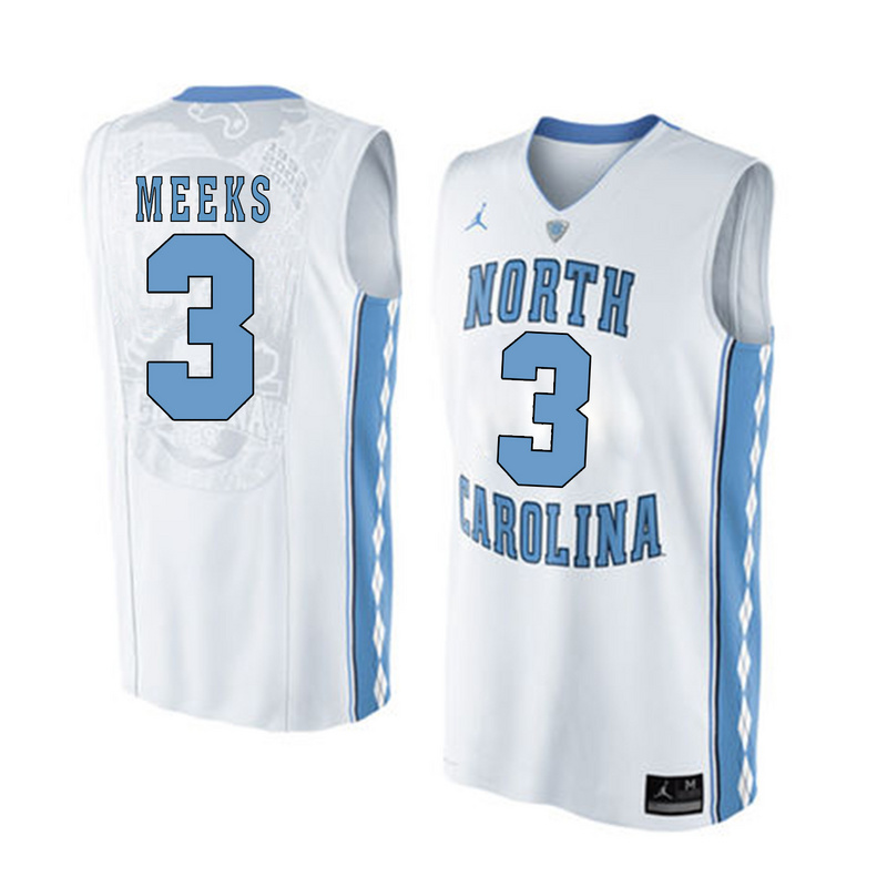 NCAA Basketball North Carolina #3 Meeks White College Jersey