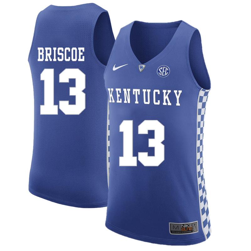NCAA Basketball Kentucky Wildcats #13 Briscoe College Blue Jersey