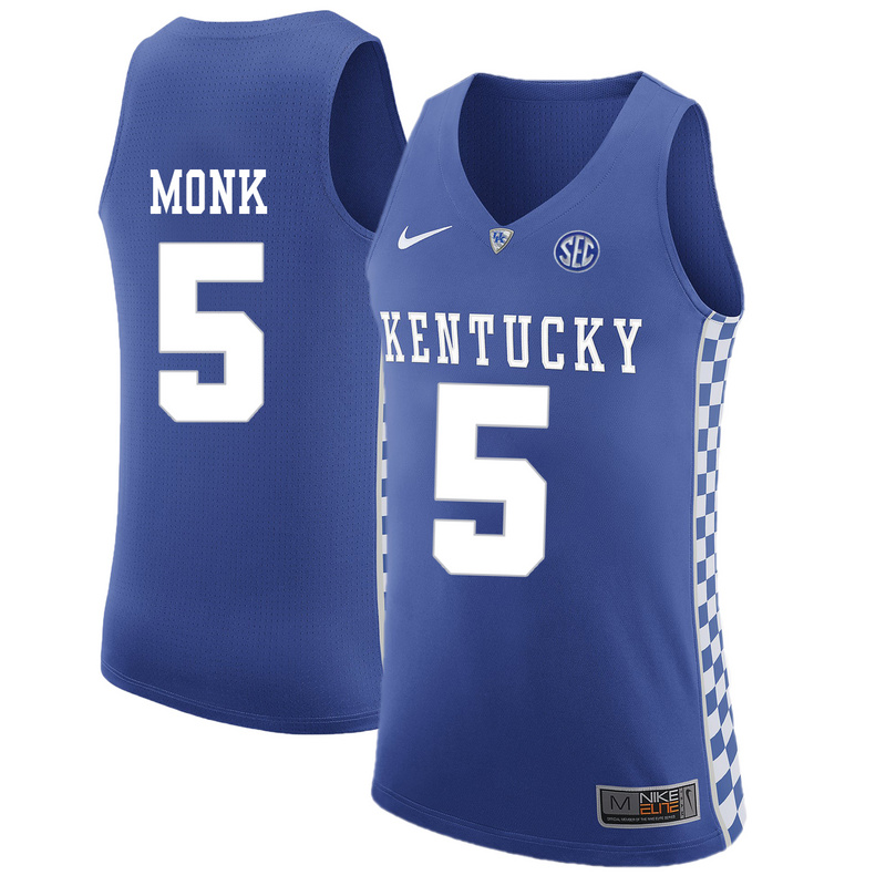 NCAA Basketball Kentucky Wildcats #5 Monk College Blue Jersey
