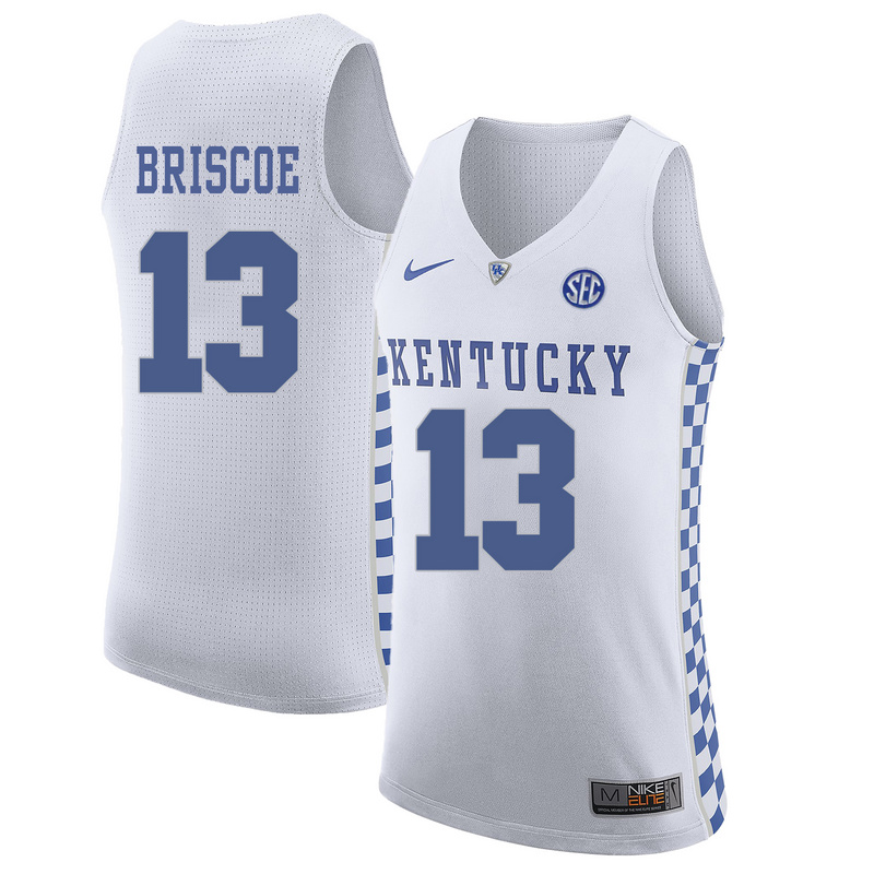 NCAA Basketball Kentucky Wildcats #13 Briscoe College White Jersey