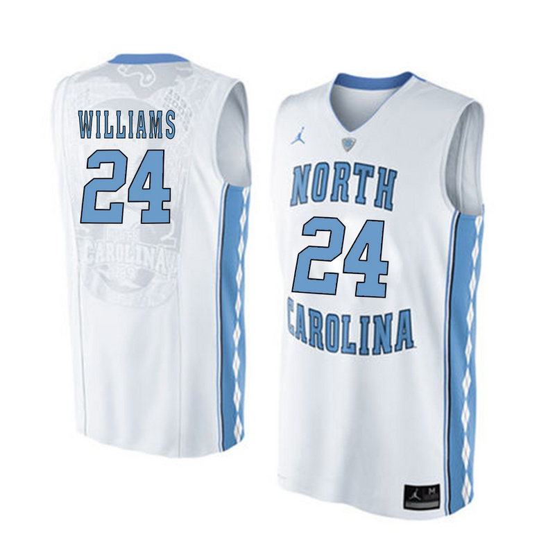NCAA Basketball North Carolina #24 Williams White College Jersey