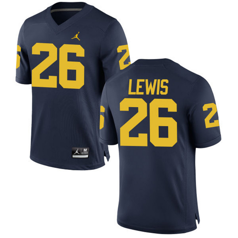 NCAA Basketball Michigan Wolverines #26 Lewis College Blue Jersey