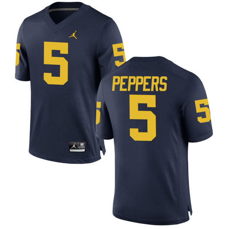 NCAA Basketball Michigan Wolverines #5 Peppers College Blue Jersey