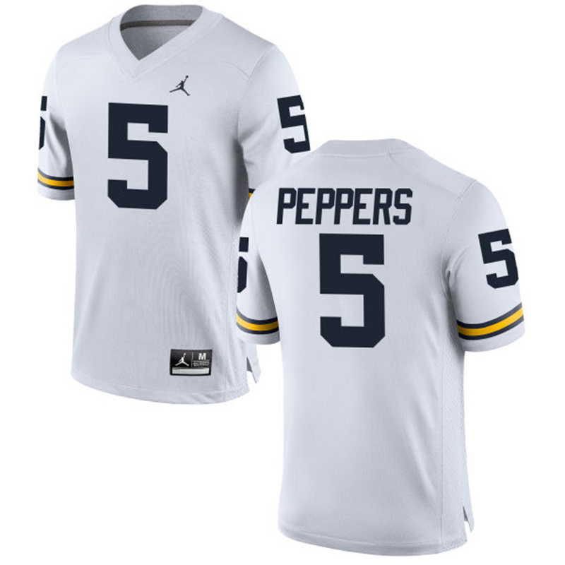 NCAA Basketball Michigan Wolverines #5 Peppers College White Jersey