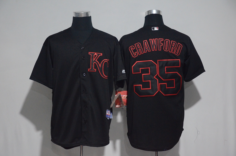 MLB Kansas City Royals #35 Crawford Black Jersey