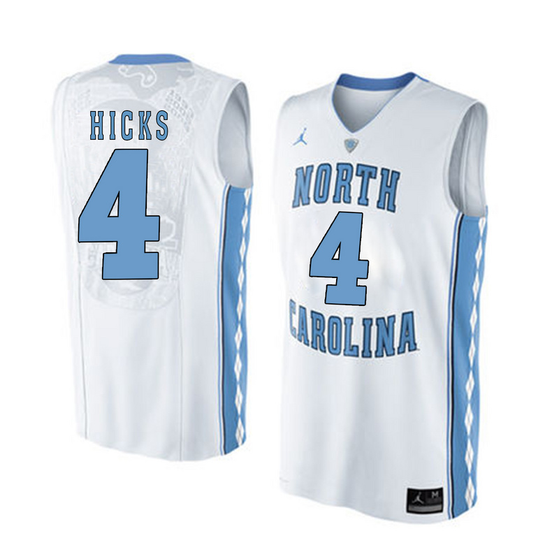 NCAA Basketball North Carolina #4 Hicks White College Jersey