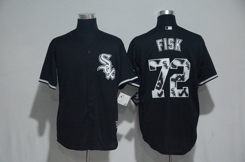 MLB Chicago White Sox #72 Fisk Black Painting Jersey