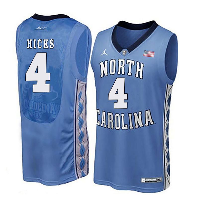 NCAA Basketball North Carolina #4 Hicks Blue College Jersey