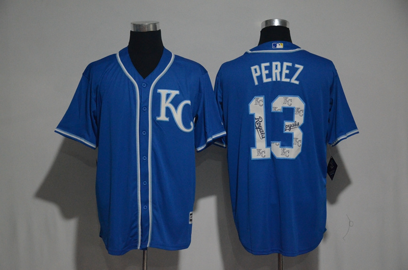 MLB Kansas City Royals #13 Perez Blue Jersey