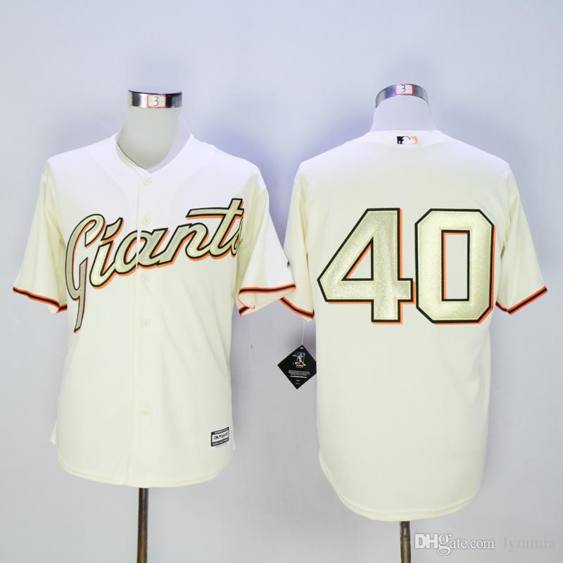 MLB San Francisco Giants #40 Cream Gold Number Jersey
