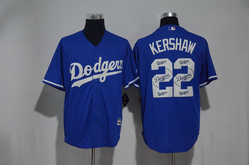 MLB Los Angeles Dodgers #22 Kershaw Blue Painting Jersey