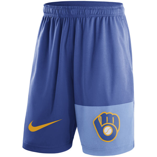 53Mens Milwaukee Brewers Nike Royal Cooperstown Collection Dry Fly Shorts