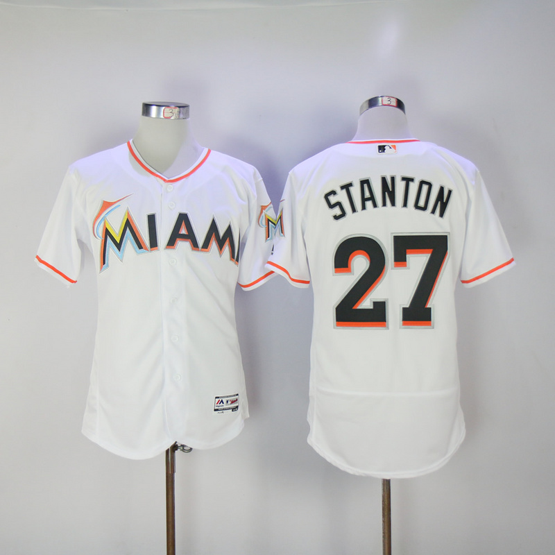 MLB Miami Marlins #27 Stanton White Elite Majestics Jersey