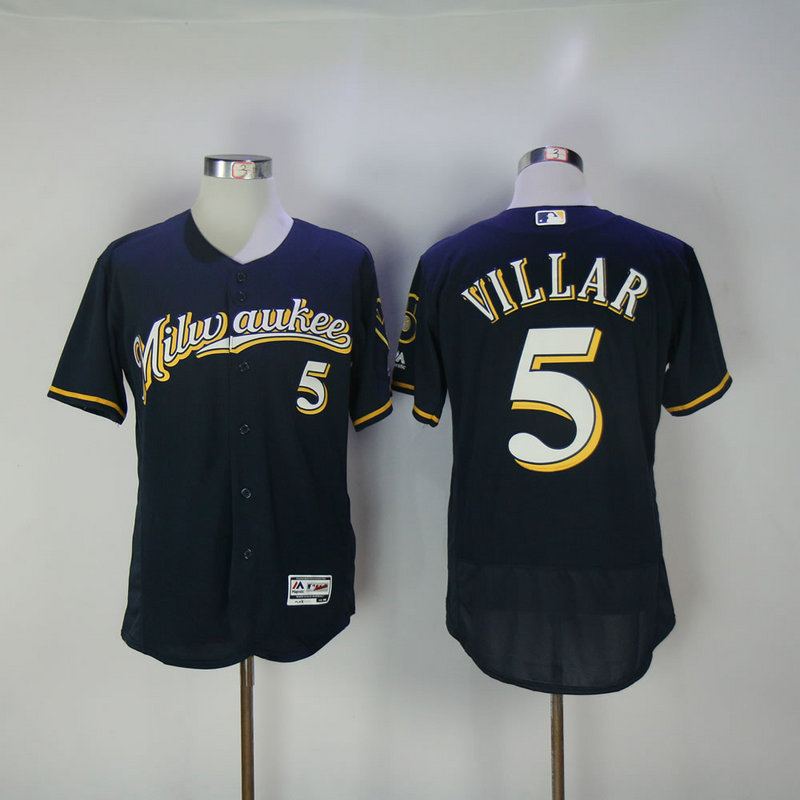 MLB Milwaukee Brewers #5 Villar Blue Elite Jersey