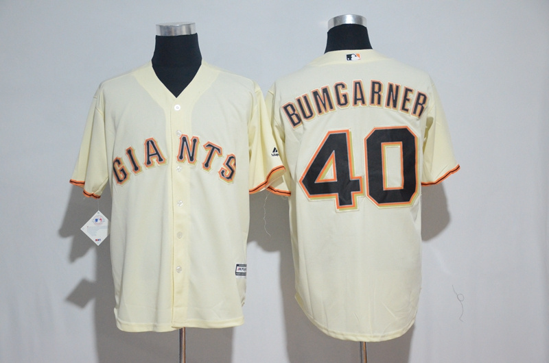 MLB San Francisco Giants #40 Bumgarner Cream Majestics Jersey 