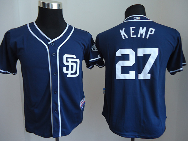 Kids MLB San Diego Padres #27 Kemp Blue Jersey