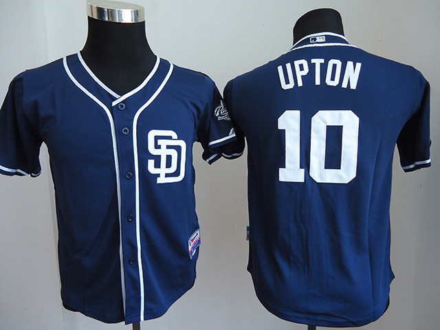 Kids MLB San Diego Padres #10 Upton Blue Jersey