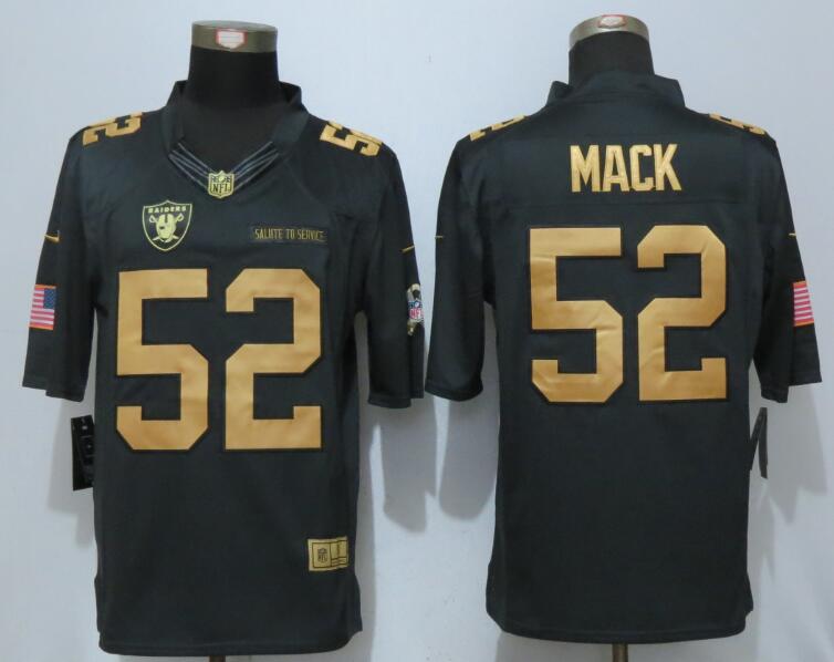 NEW Nike Oakland Raiders 52 Mack Gold Anthracite Salute To Service Limited Jersey