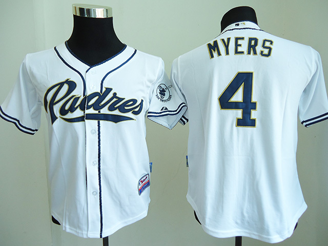 Kids MLB San Diego Padres #4 Myers White Jersey