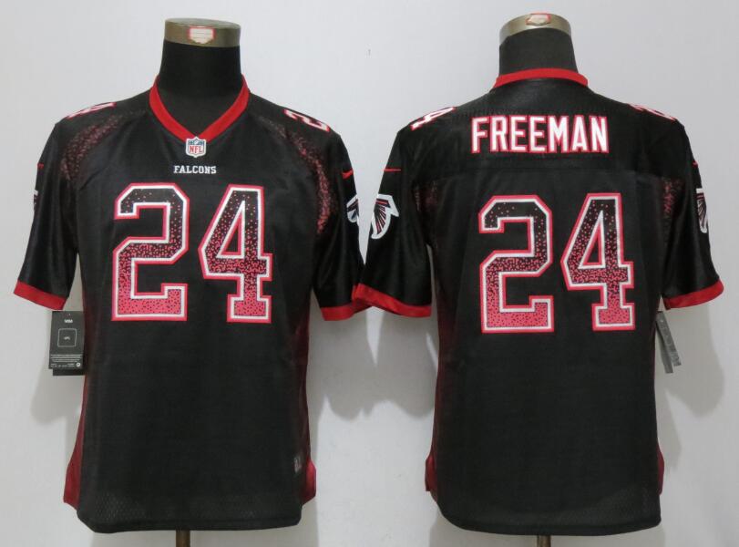 Women New Nike Atlanta Falcons 24 Freeman Drift Fashion Black Elite Jersey