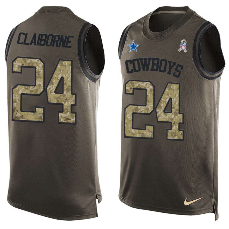 NFL Dallas Cowboys #24 Claborne Limited Green Salute to Service Tank Top