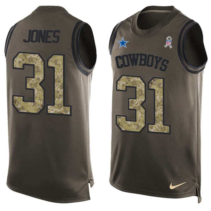 NFL Dallas Cowboys #31 Jones Limited Green Salute to Service Tank Top