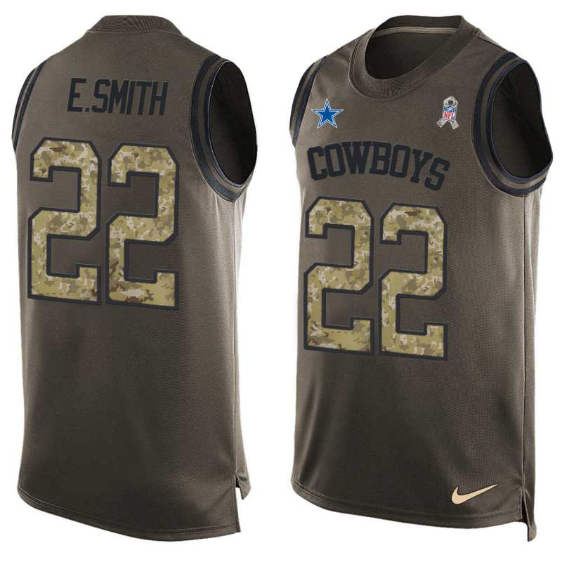 NFL Dallas Cowboys #22 E.Smith Limited Green Salute to Service Tank Top