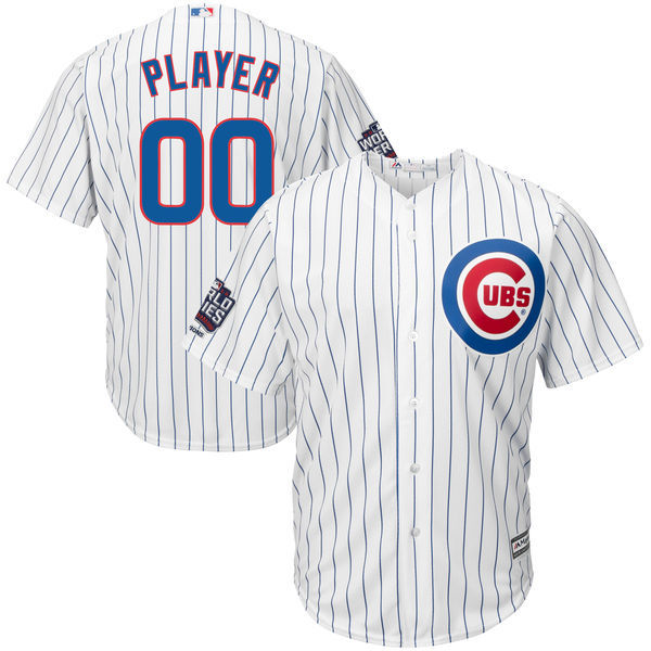 Majestics MLB Chicago Cubs Custom White Jersey with World Series Patch