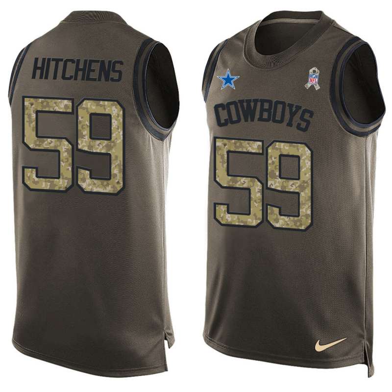 NFL Dallas Cowboys #59 Hitchens Limited Green Salute to Service Tank Top