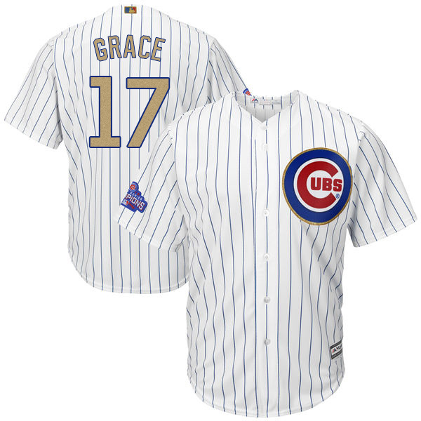 MLB Majestic Chicago Cubs #17 Grace Gold Program White Jersey