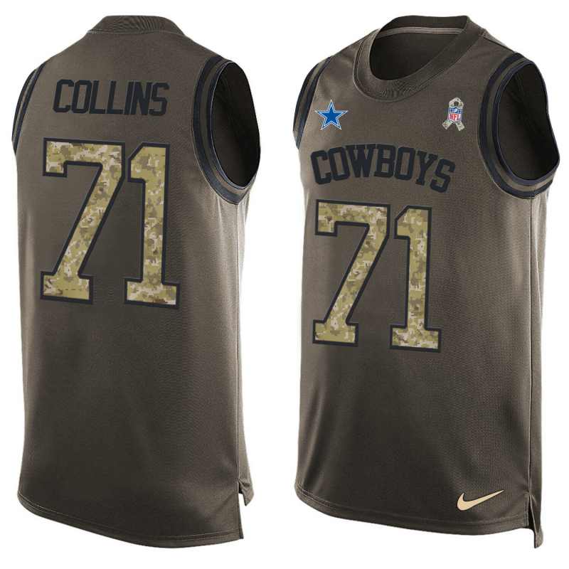 NFL Dallas Cowboys #71 Collins Limited Green Salute to Service Tank Top