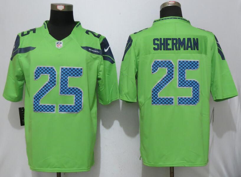 Nike Seattle Seahawks 25 Sherman Green Color Rush Limited Jersey  