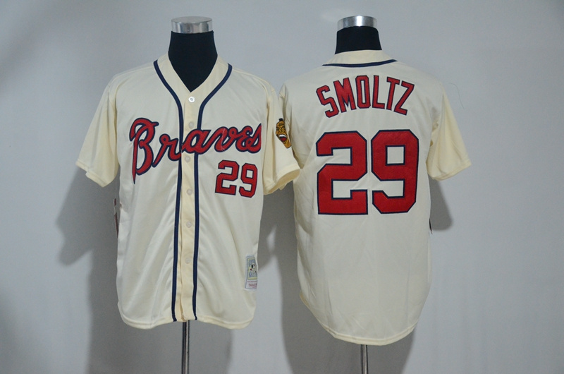 MLB Atlanta Braves #29 Smoltz Cream Throwback Jersey