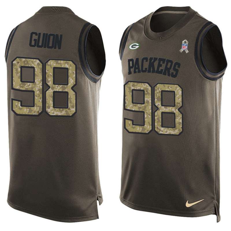 NFL Green Bay Packers #98 Guion Limited Green Salute to Service Tank Top
