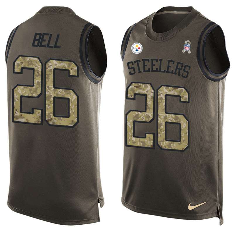 NFL Pittsburgh Steelers #26 Bell Limited Green Salute to Service Tank Top