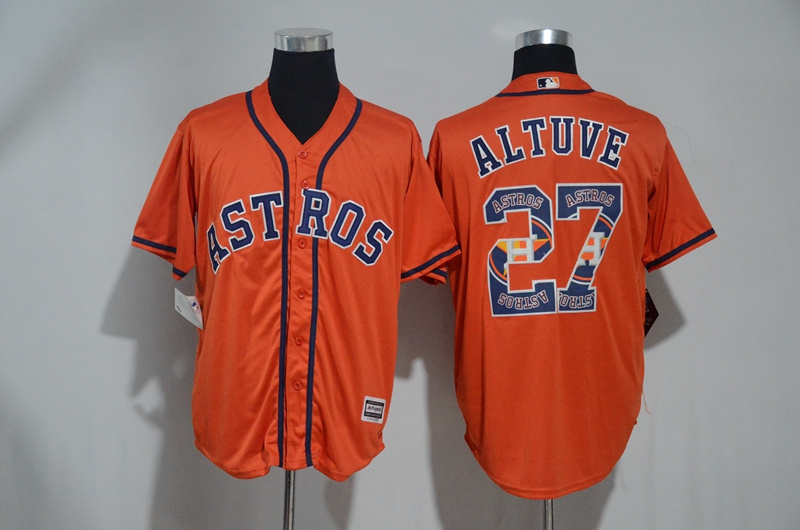 MLB Houston Astros #27 Altuve Orange Painting Jersey