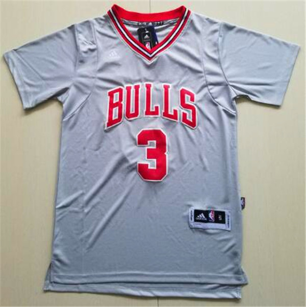NBA Chicago Bulls #3 Wade Grey Short Sleeve Jersey