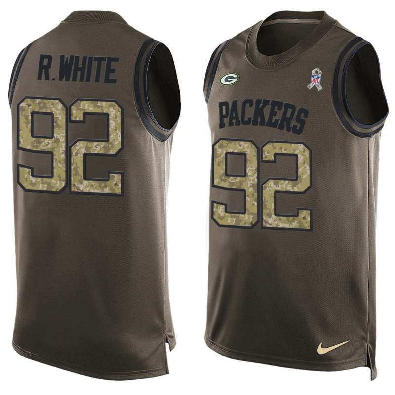 NFL Green Bay Packers #92 R.White Limited Green Salute to Service Tank Top